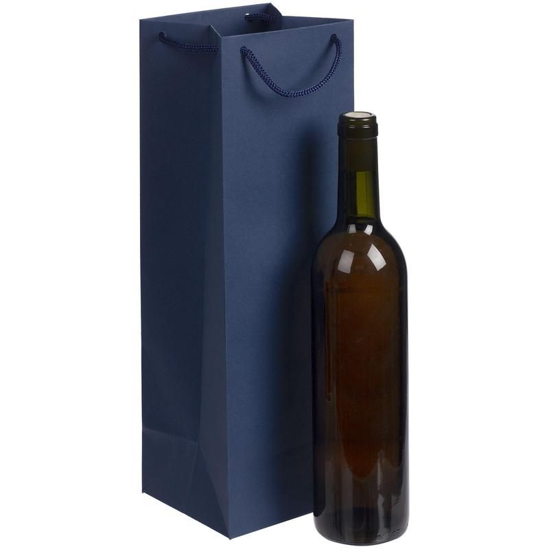 Пакет подарочный под бутылку Vindemia (38×12×11.2 см, синий)