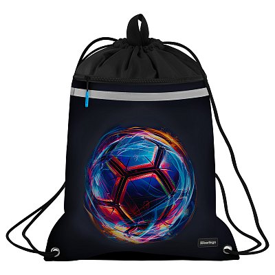 Мешок для обуви 1 отделение Berlingo «Cyber Football», 360×460мм, вентиляционная сеточка, светоотражающая лента, карман на молнии360×460