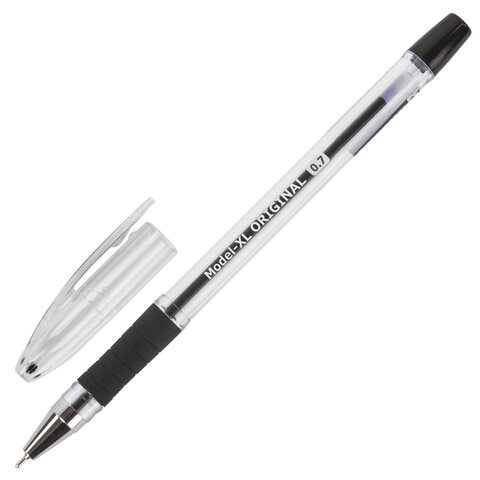 Ручка шариковая масляная с грипом BRAUBERG «Model-XL» ORIGINAL, ЧЕРНАЯ, узел 0.7 мм, линия письма 0.35 мм, 143243