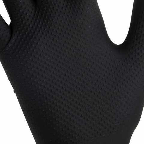 Перчатки нитриловые сверхпрочные с текстурой SFM MEGA TEX BLACK 25 пар (50 штук)размер L (большой)