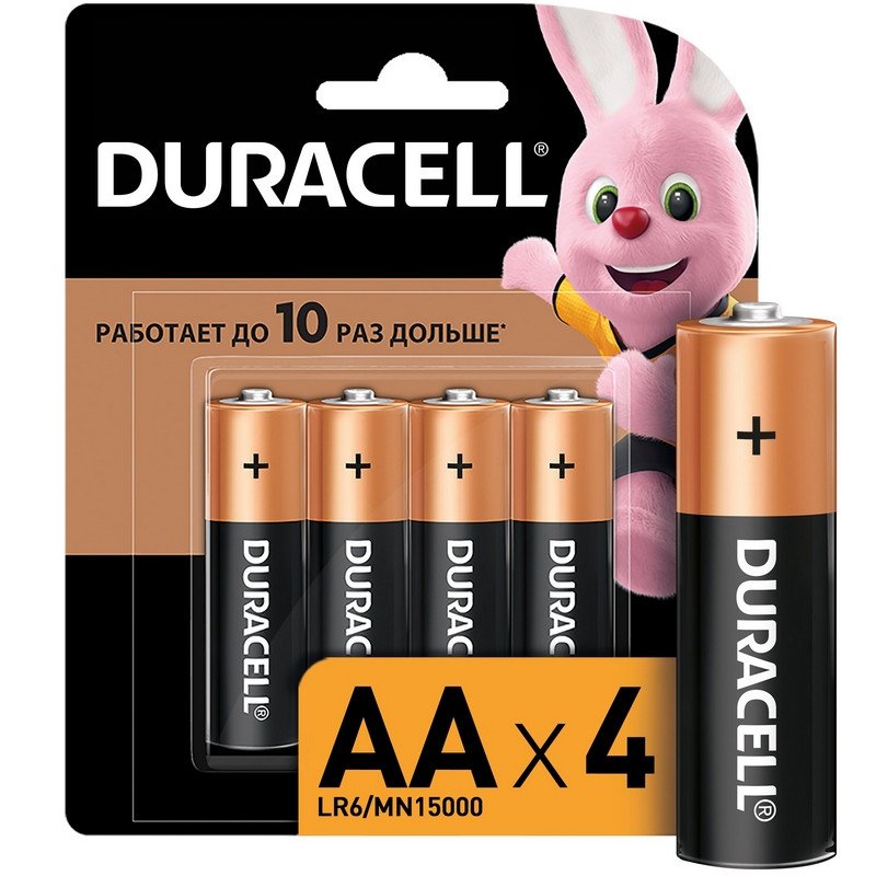 Батарейки Duracell AA/316/LR6, 1.5В, алкалиновые, 4 шт. в блистере