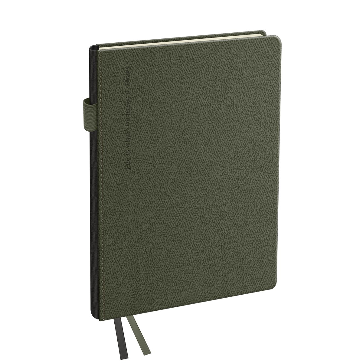 Ежедневник недатированный, А5, 136л., твердый переплет, кожзам, BG «Palm. Dark khaki», темно-зеленый