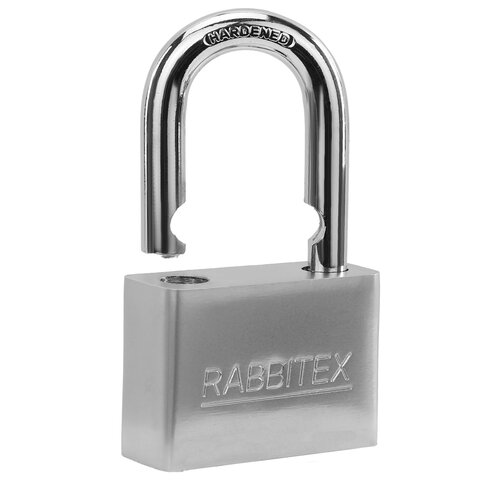 Замок навесной стальной 60 мм «Никель», антикоррозионное покрытие, 4 ключа, RABBITEX (РАББИТЕКС)