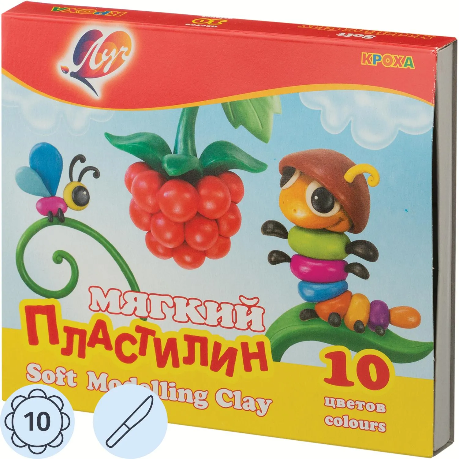 Пластилин восковой Луч Кроха 10 цветов 150 грамм