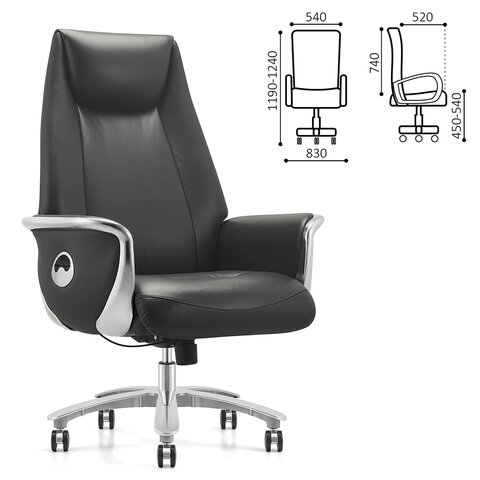 Кресло HAWASAN (ХАВАСАН) PREMIUM EX-800, до 200 кг, синхромеханизм, алюминий, экокожа, черное