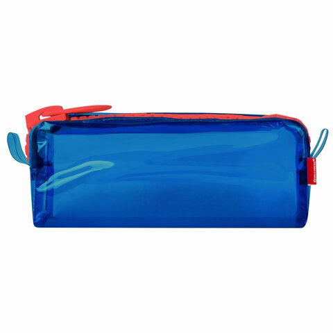 Пенал BRAUBERG с объемной «тракторной» молнией, 1 отделение, ПВХ, 22×8х6.5 см, «Contrast blue»