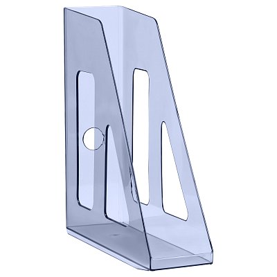 Лоток для бумаг вертикальный СТАММ «Актив», тонированный голубой, ширина 70мм