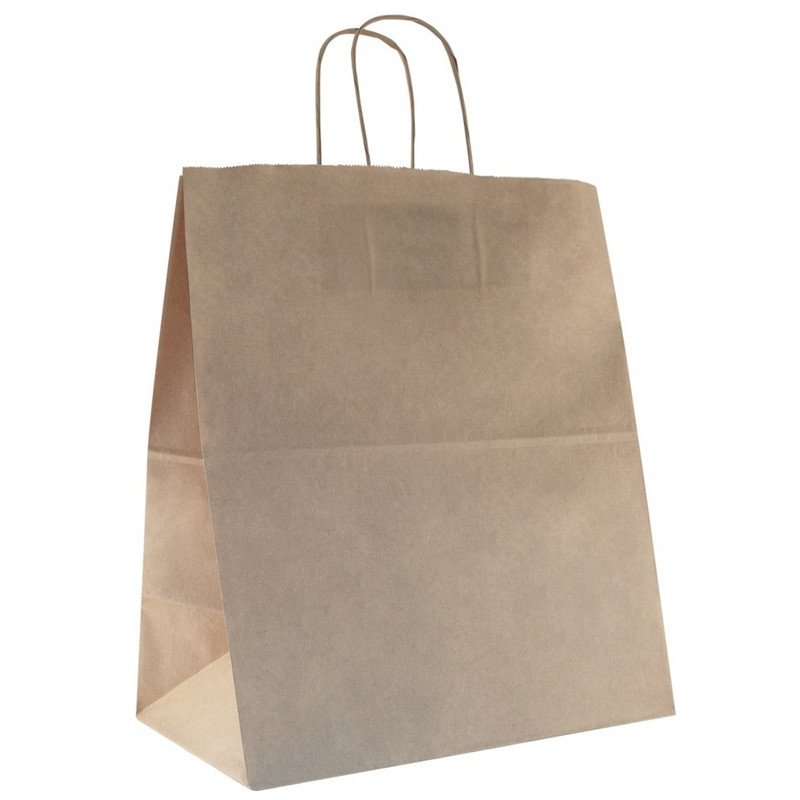 превью Пакет подарочный из крафт-бумаги коричневый (37×32×20 см)