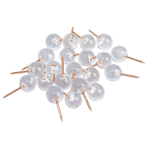 Силовые кнопки-гвоздики BRAUBERG CLEAR & GOLDпрозрачные с золотистым (шарики)100 штук11 мм272760