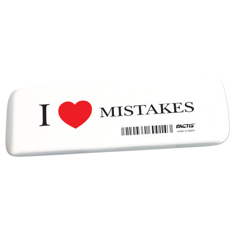 превью Резинка стирательная большая FACTIS I love mistakes (Испания), 140×44×9 мм, синтетический каучук