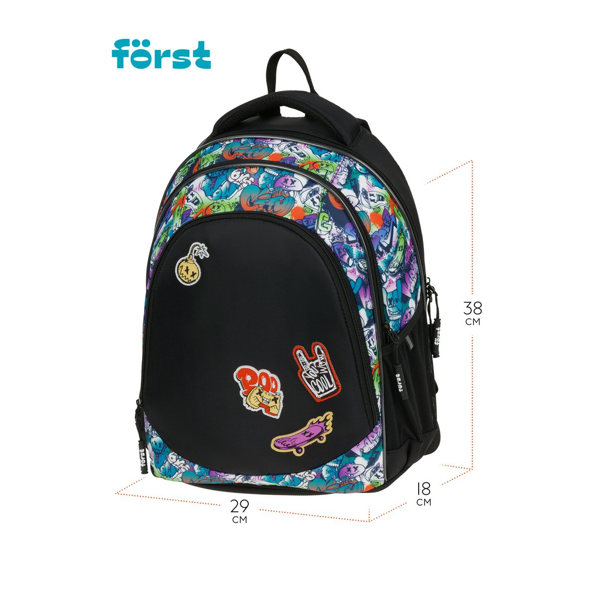 Рюкзак Först F-JUNIOR «Cool» 38×29×18 см, 3 отделения, 2 кармана, эргономичная спинка