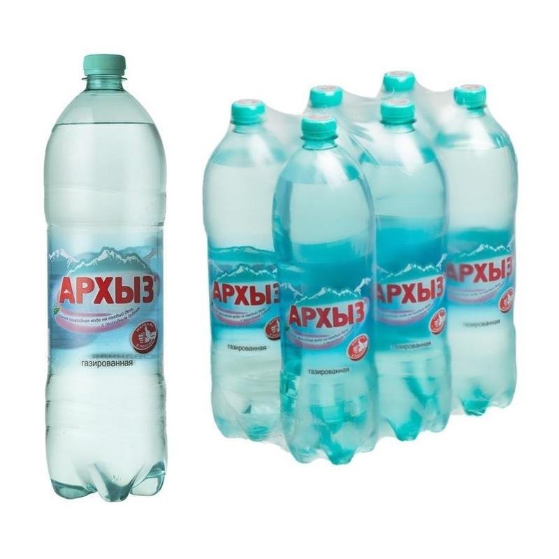 Вода минеральная Архыз газированная 1.5 литра (6 штук в упаковке)
