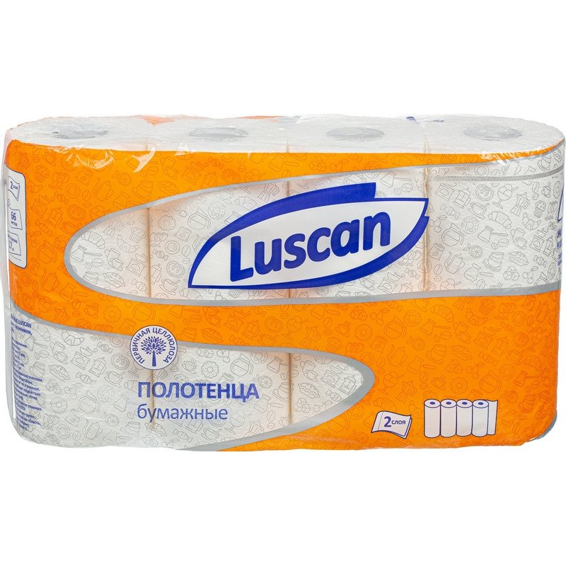 превью Полотенца бумажные Luscan 2-слойные белые 4 рулона по 17 метров