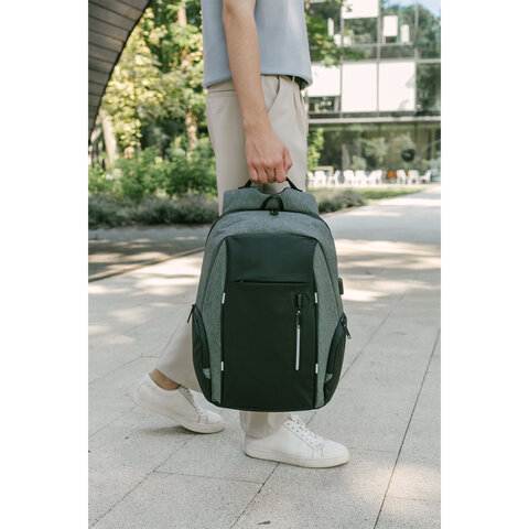 Рюкзак HEIKKI OUTLOOK (ХЕЙКИ) универсальный, отделение для ноутбука, серый, 46×32x16 см