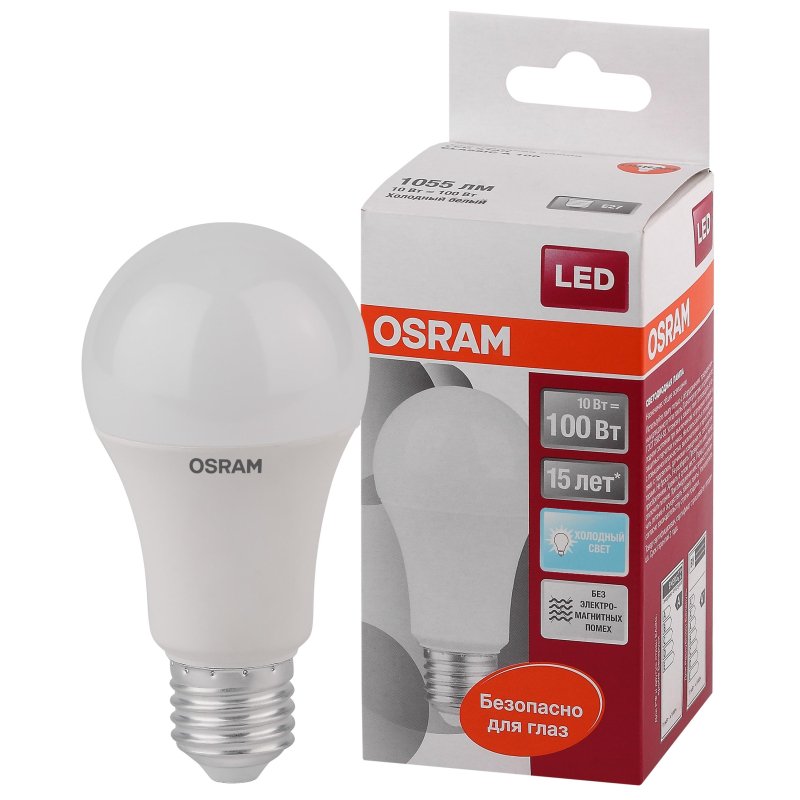 Лампа светодиодная Osram 10 Вт E27 грушевидная 4000 К нейтральный белый свет