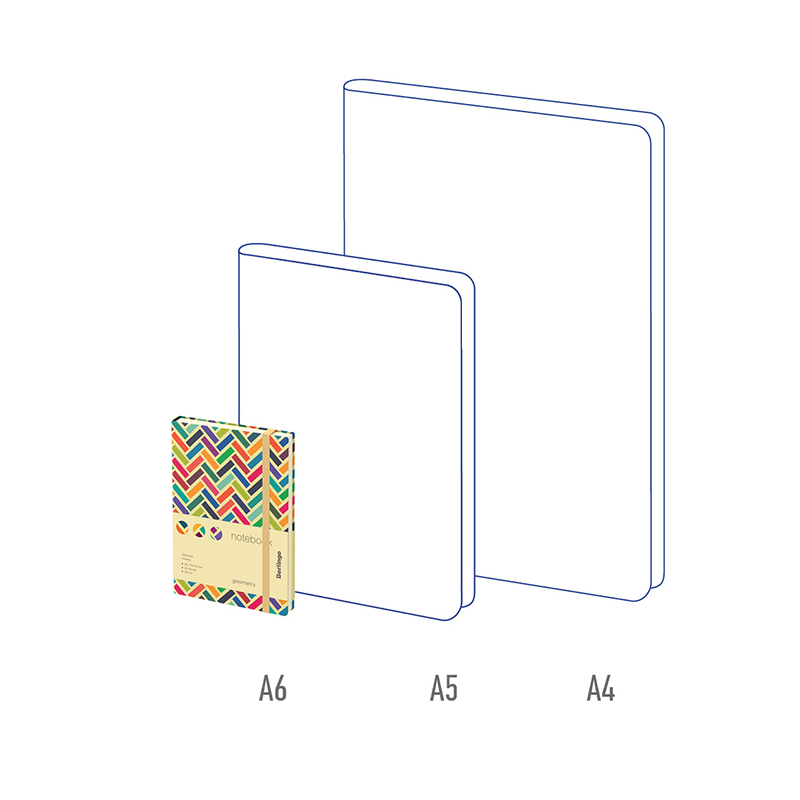 Записная книжка А6 80л., кожзам, Berlingo «Geometry», с рисунком