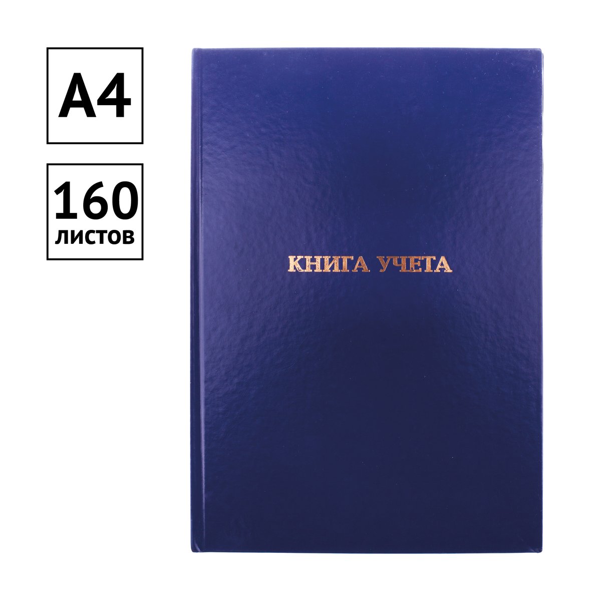 Книга учета OfficeSpace, А4, 160л., клетка, 200×290мм, бумвинил, цвет синий, блок офсетный