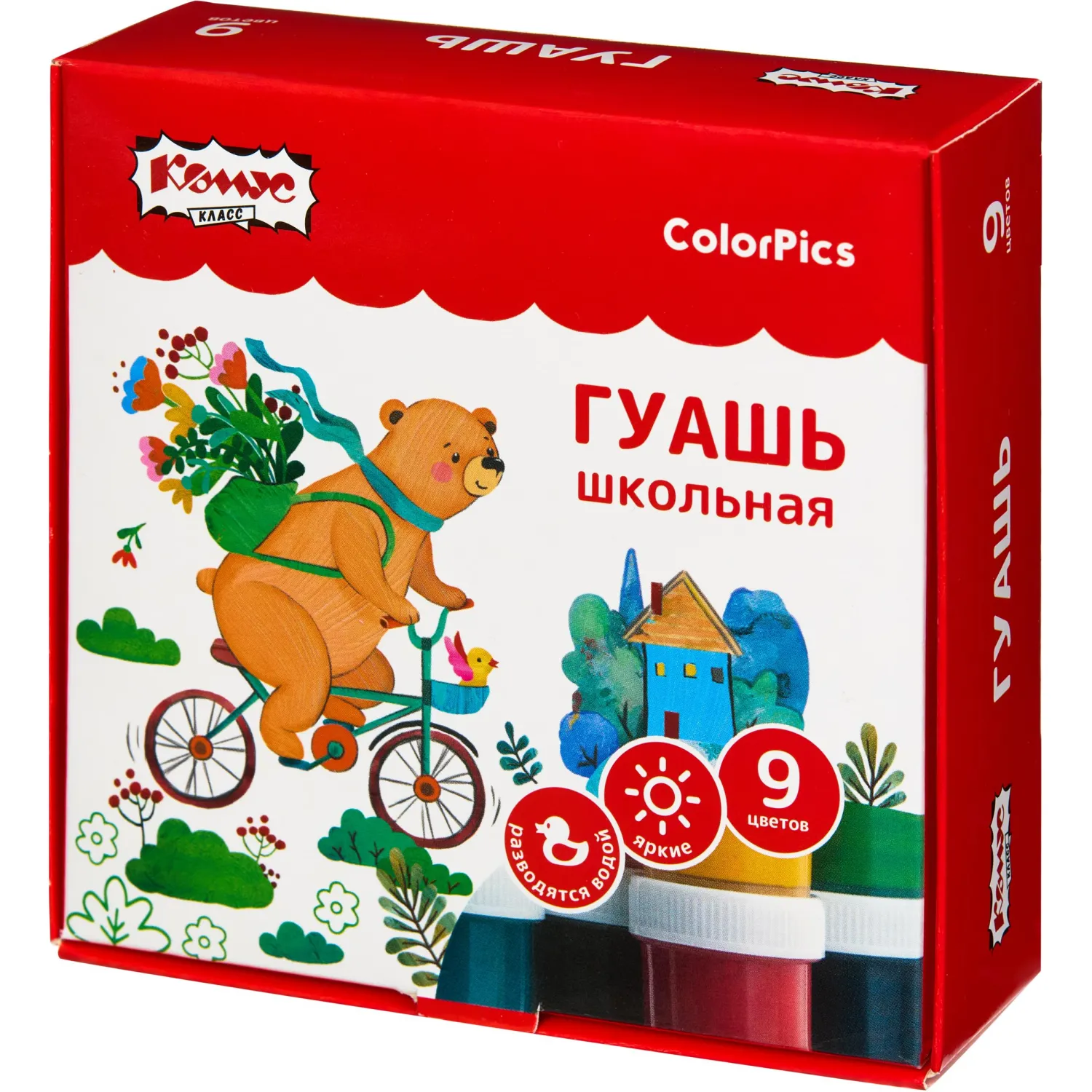 Гуашь Комус Класс ColorPics 9 цветов по 20 мл