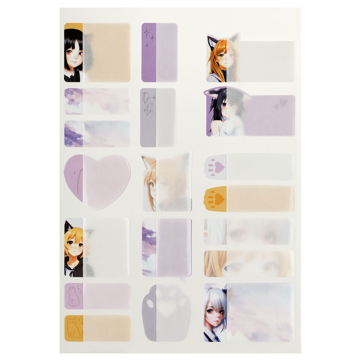 Наклейки бумажные для маркировки MESHU «Neko», 11.5×20см, пакет европодвес