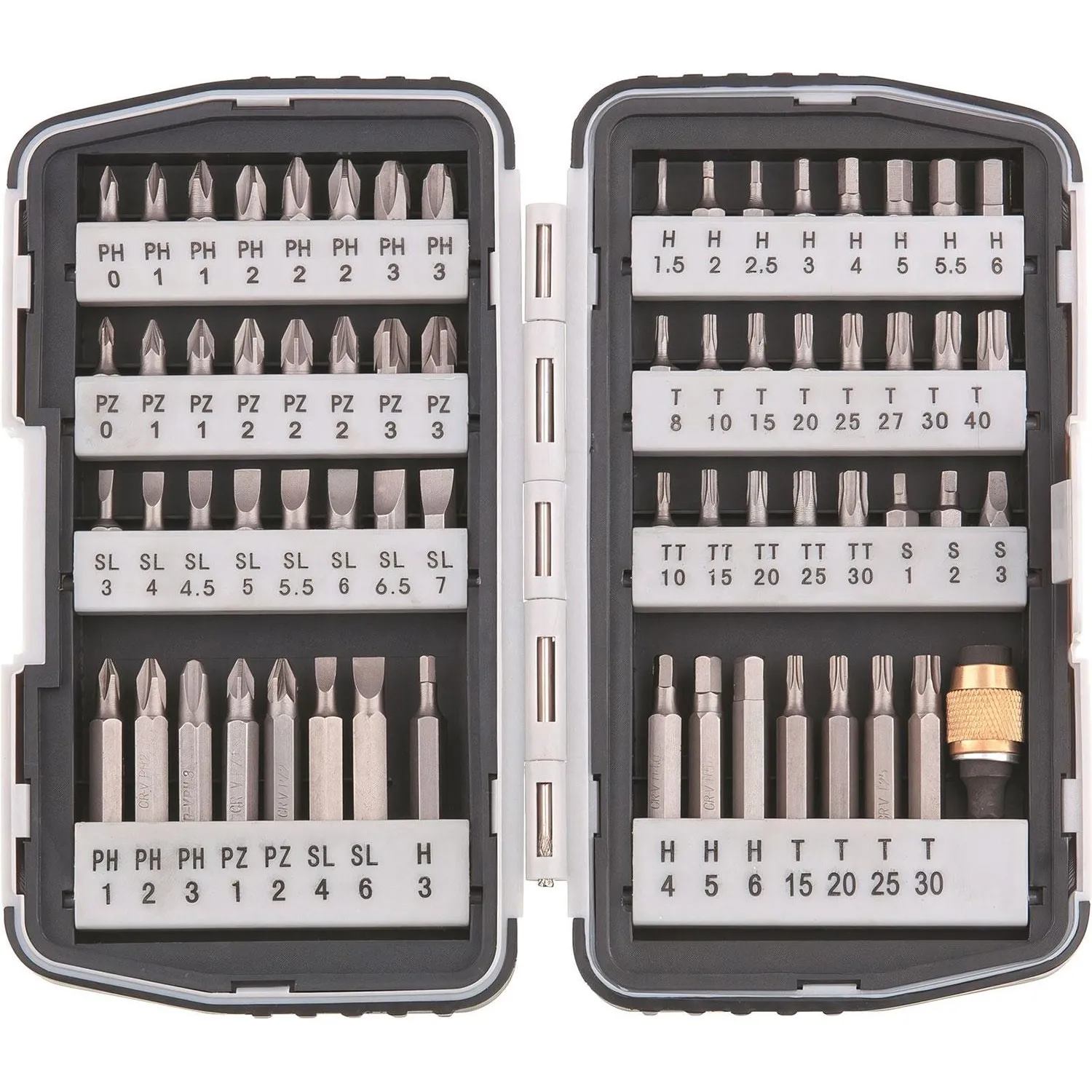 Набор бит с держателем Matrix TORX, HEX TR, HEX, SL, PZ, PH в кейсе (64 штуки, 11327)