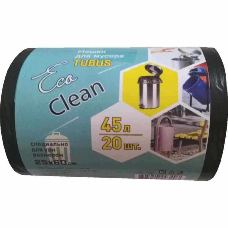 превью Мешки для мусора на 45 литров EcoСlean Tubus черные (25 мкм, в рулоне 20 штук 40x90 см)