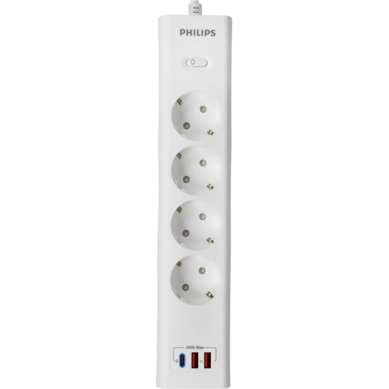 Сетевой фильтр Philips CHP4346WB/51 4р/3м с USB, 10А, белый