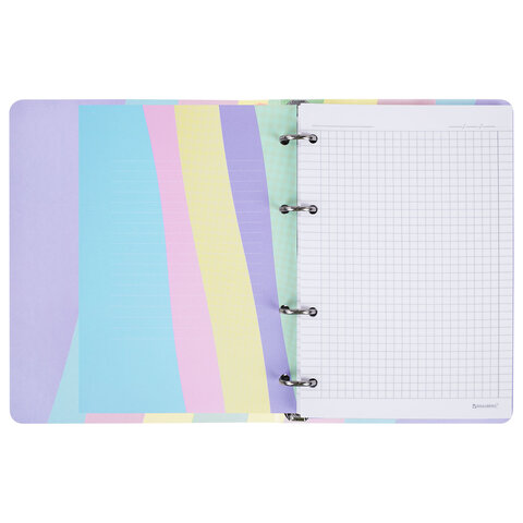 Тетрадь на кольцах А5 160×212 мм, 120 л., картон, матовая ламинация, клетка, BRAUBERG, кросс-серия PASTEL