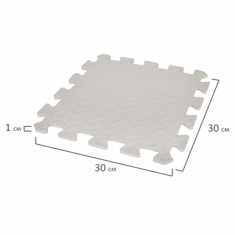 Коврик-пазл напольный 1.2×1.2 м, 16 шт., 30×30 см, толщина 1 см, серый, голубой, светло-серый, ЮНЛАНДИЯ