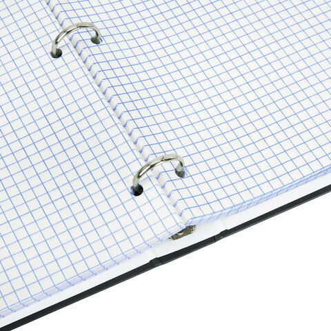 Тетрадь на кольцах БОЛЬШАЯ А4, 215×305 мм, 100 л., твердый картон, клетка, BRAUBERG, «Minimal black»