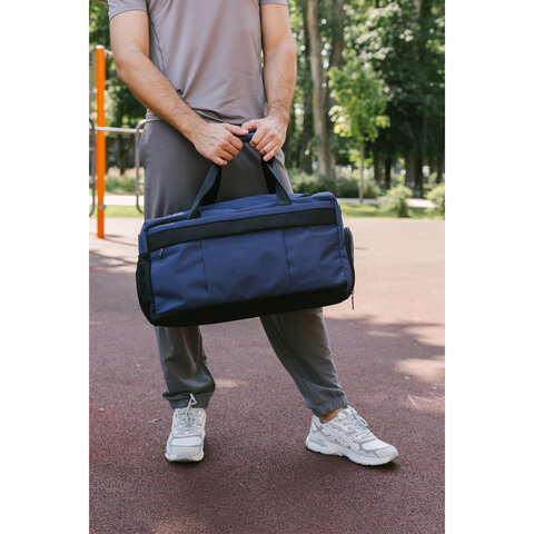 Сумка спортивная HEIKKI MOVE PLUS (ХЕЙКИ), отделение для обуви, синяя, 28×50х23 см