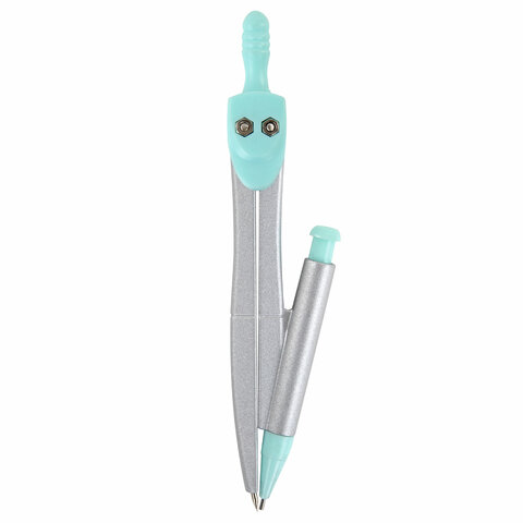 Готовальня BRAUBERG SCHOOL KIT, 9 предметов, циркуль 125 мм, чертежные принадлежности, мятный цвет