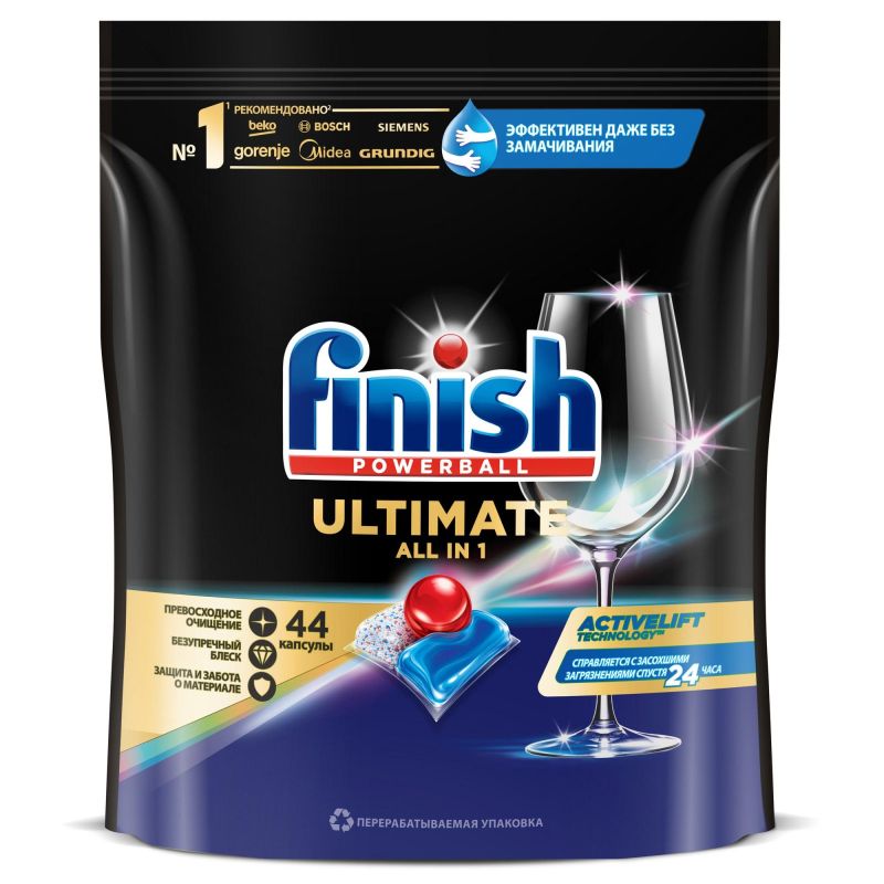 превью Капсулы для ПММ Finish Ultimate 44 капсул дойпак бесфосфатные