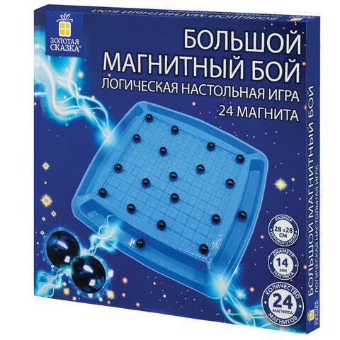 превью Игра настольная логическая «Магнитный бой», 24 магнита, доска 28×28 см, ЗОЛОТАЯ СКАЗКА