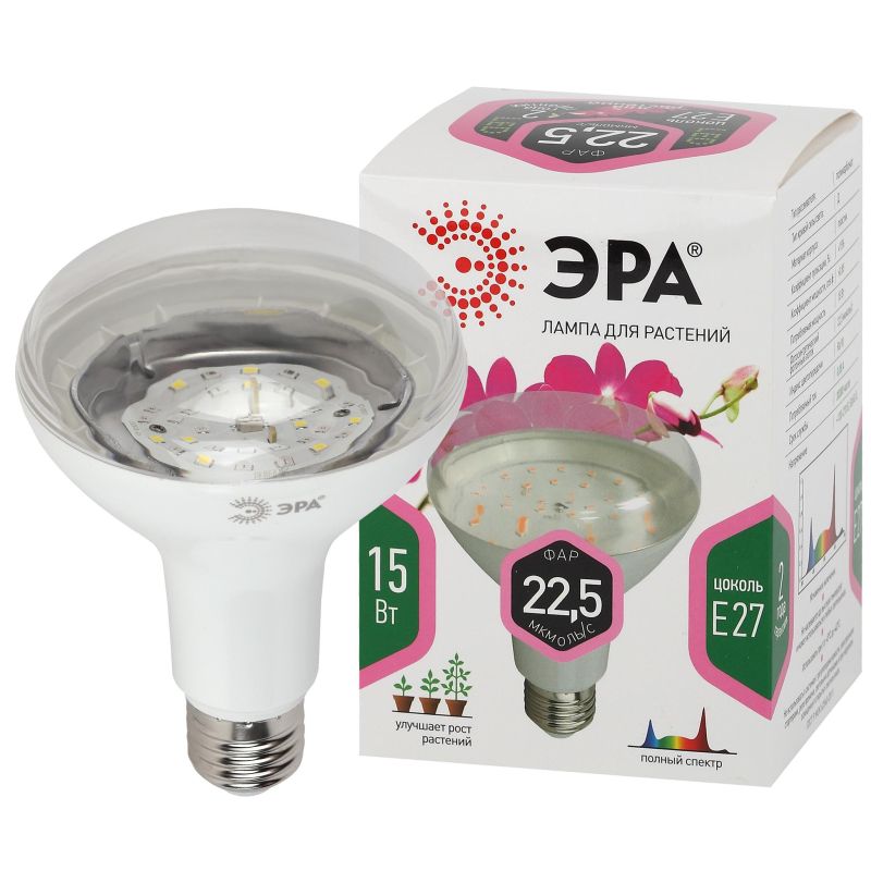 Фитосветильник для растений светодиодный ЭРА FITO-15W-Ra90-E27 (Б0039173)