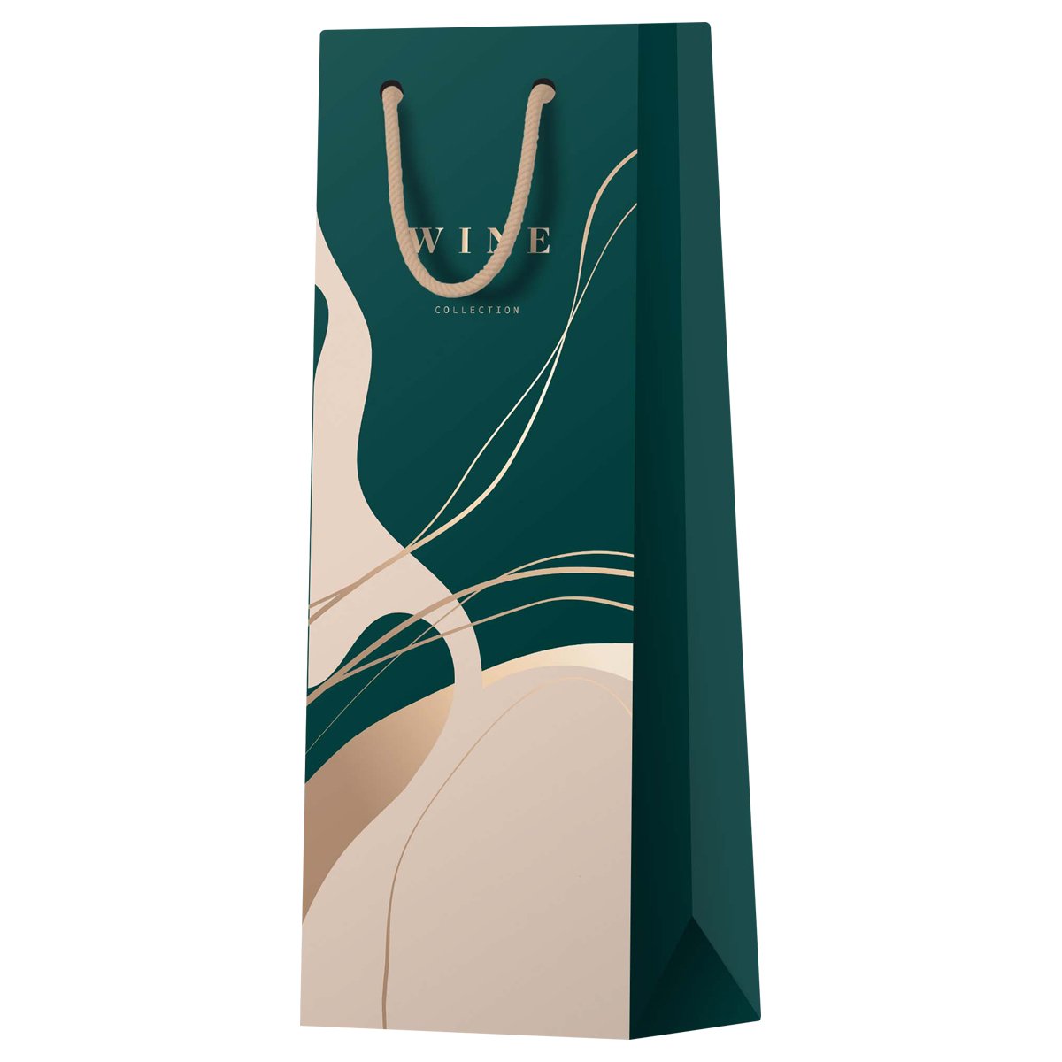 превью Пакет подарочный 12×36×8.5см MESHU «Abstraction. Emerald», матовое ламинирование, отд. фольгой, под бутылку