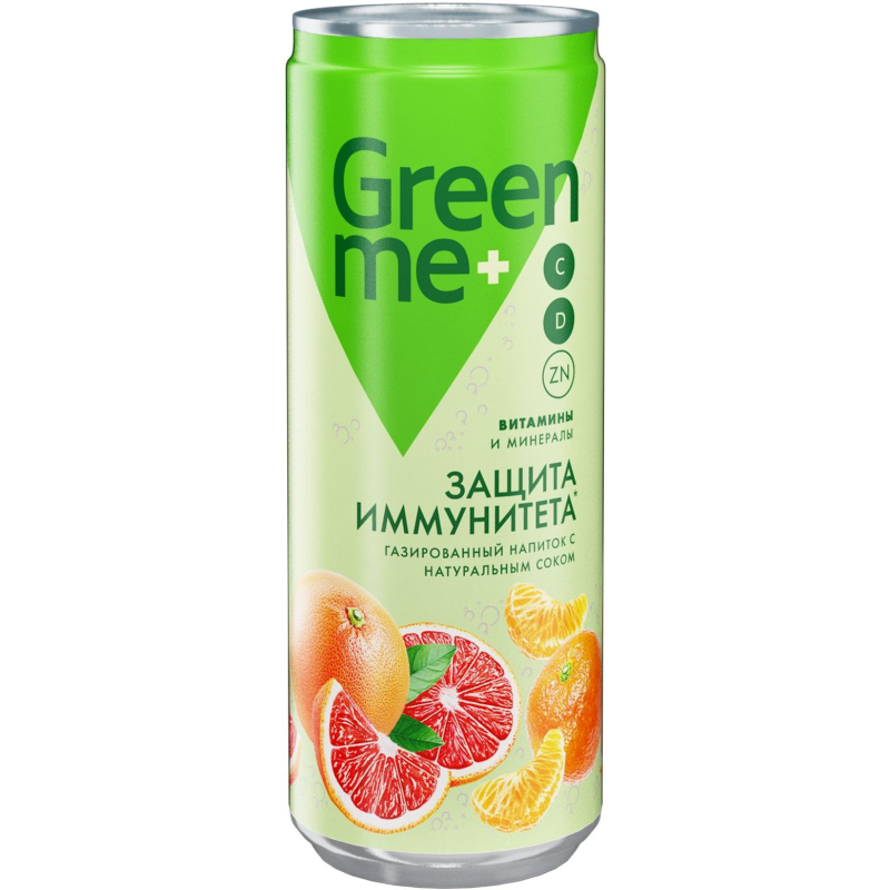 Напиток GreenMe Plus Immunity Protect функциональный газ ж/б 0.33л