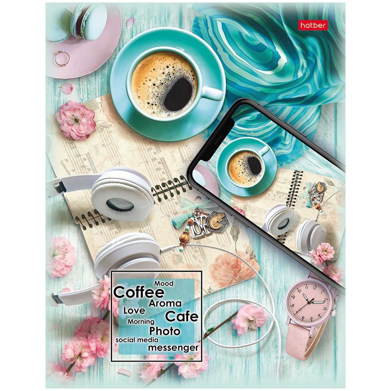 превью Тетрадь на кольцах А5, 240л., Hatber «Время для кофе», глянцевая ламинация