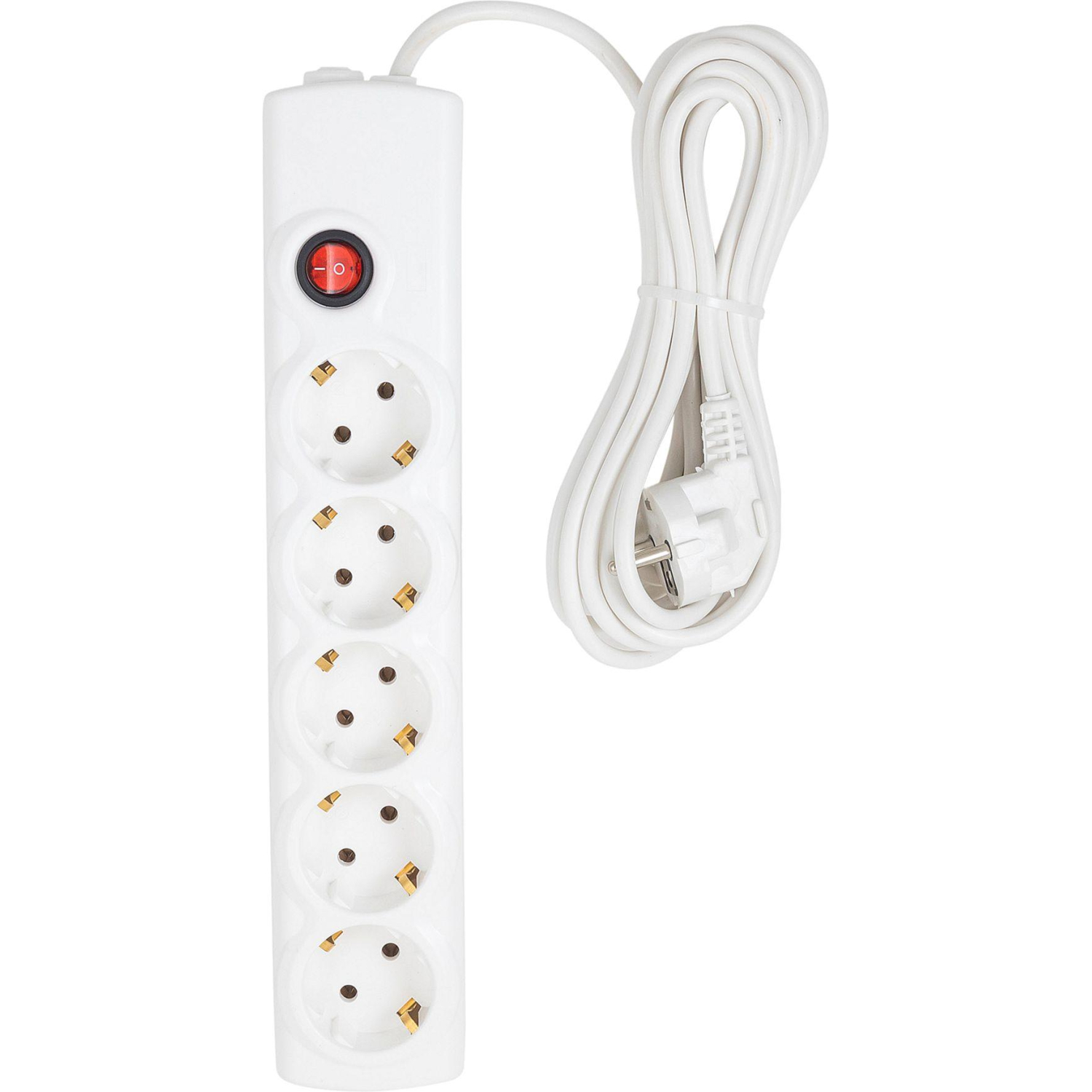 Сетевой фильтр BigTech BT510-5-W(5р/5м/10А/2.2кВт/3×0.75 мм2/белый)