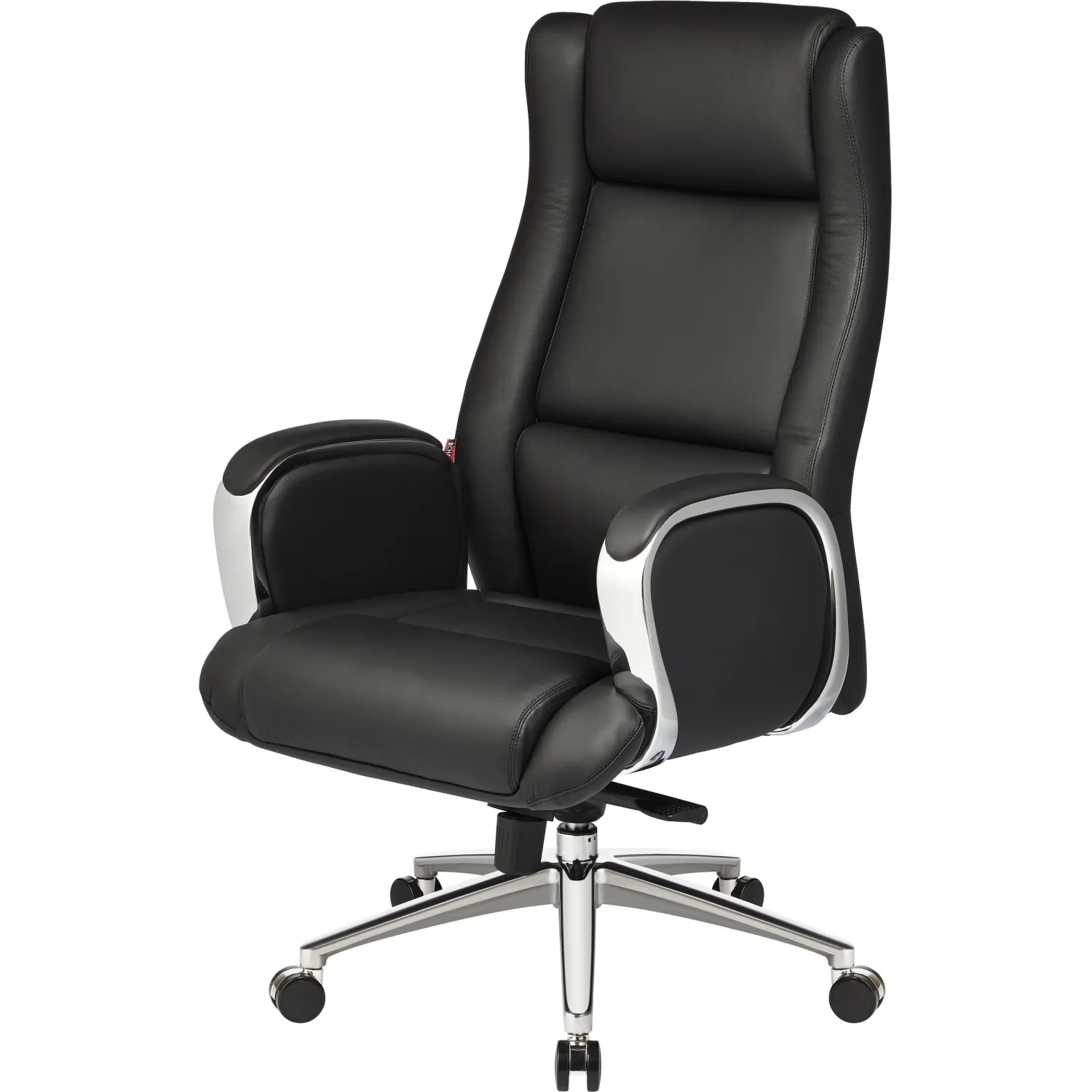 превью Кресло для руководителя Комус Мебель (Easy Chair) 545 чёрное (натуральная кожа с компаньоном, металл хромированный)