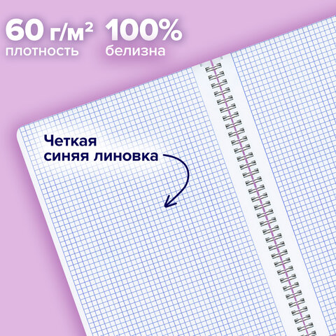Тетради ДЭК А4 96 л. КОМПЛЕКТ 2 шт. BRAUBERG гребень, клетка, матовая ламинация, MINIMAL PASTEL