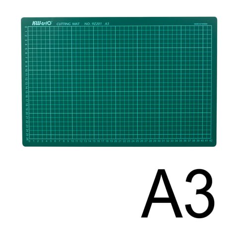 превью Коврик-подкладка настольный для резки А3 (450×300 мм), сантиметровая шкала, зеленый, 3 мм, KW-trio