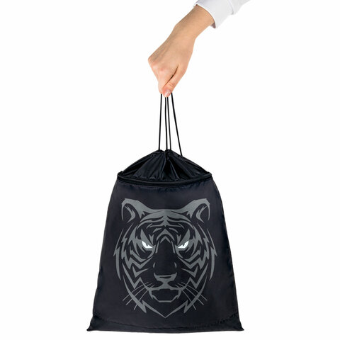Мешок для обуви BRAUBERG, с петлёй, карман на молнии, 47×37 см, «Tiger»
