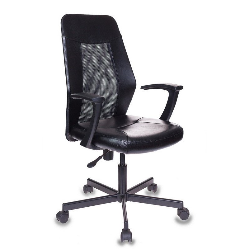 превью Кресло офисное Easy Chair 225 черное (искусственная кожа/сетка/металл)
