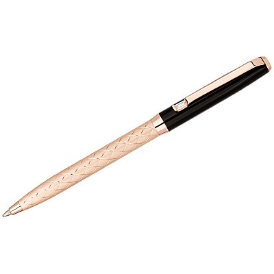 Ручка шариковая Delucci «Terra», синяя, 1.0мм, корпус розовое золото/черный, с кристаллом, подар. уп. 
