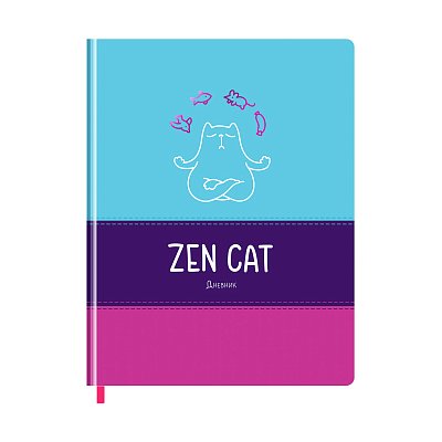 Дневник 1-11 кл. 48л. (твердый) BG «Zen cat», комбинированная иск. кожа, полноцветная печать, тиснение фольгой, ляссе