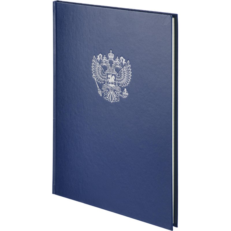 Книга учета Герб А4 96л в клетку блок офсет. бумвинил синий
