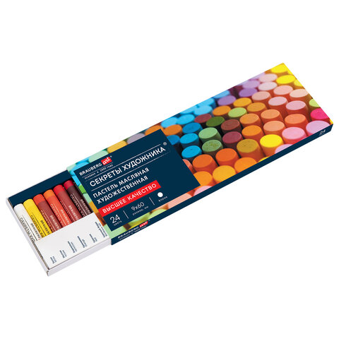 Пастель масляная художественная BRAUBERG ART «Секреты художника», 24 цвета, круглое сечение