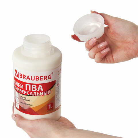 Клей ПВА BRAUBERG, 1 кг, универсальный (бумага, картон, дерево)