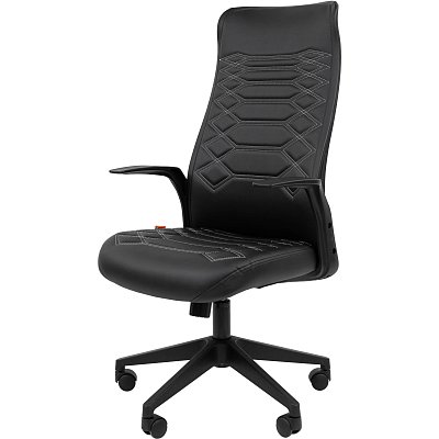 Кресло VT_EChair-673 TPU кож. зам черный пластик