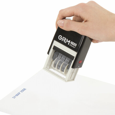 Датер-мини месяц буквами, оттиск 22×4 мм синий, GRM 4820